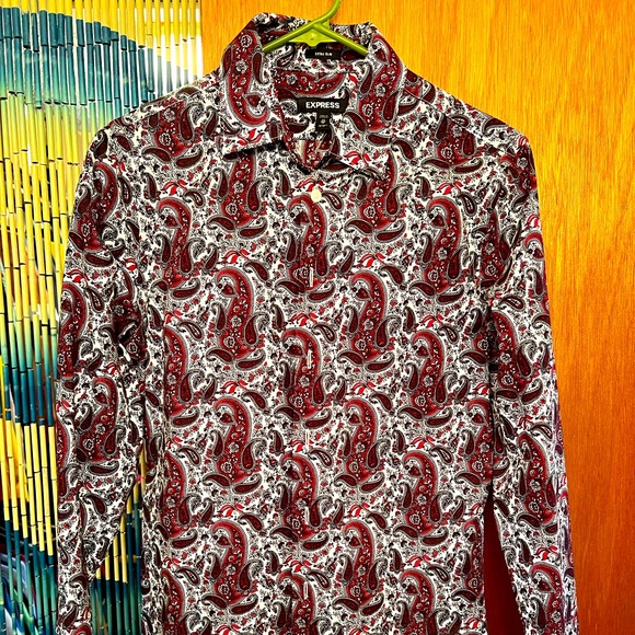 Men’s Express dress shirt Paisley Extra Small Extra Slim - Picture 1 of 1
